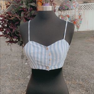 Baby blue and white crop top